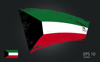 Vector flag of Kuwait., illustration.
. Brush paint stroke trail view.
