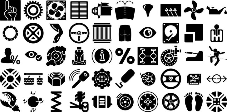 Mega Set Of Part Icons Collection Hand-Drawn Isolated Vector Elements Icon, Set, Service, Chips Signs Vector Illustration