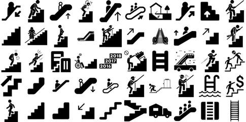 Huge Set Of Staircase Icons Pack Flat Design Web Icon Icon, Information, Way, Advise Doodles For Apps And Websites