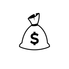 Money bag icon isolated on white background.