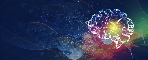 Abstract Artificial intelligence. Cloud computing. Machine learning. Technology web background. Virtual concept