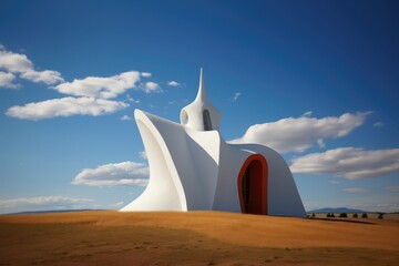 Fototapeta na wymiar Church in the desert of the United States of America with blue sky