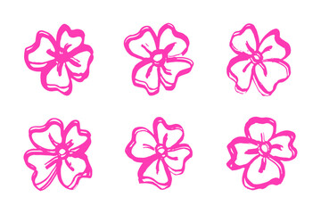 Pink flower hand drawn stroke element