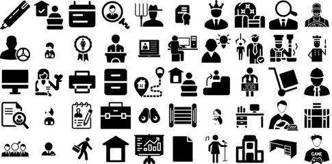 Massive Set Of Job Icons Set Hand-Drawn Linear Concept Web Icon Great, Icon, Thin, Glove Elements Isolated On White