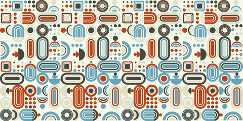 Flat geometric modern style seamless pattern that make up an abstract background pattern for packaging, wallpaper, surfaces, print, design. Flat and stylish modern pattern.