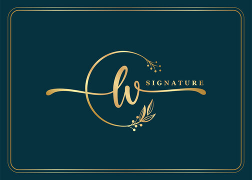 luxury gold signature initial lv logo design isolated leaf and flower