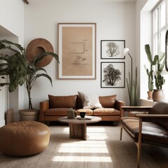 scandinavian interior style living room home interior design concept daylight,image ai generate - obrazy, fototapety, plakaty