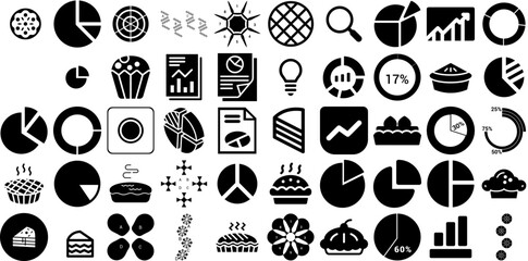 Mega Collection Of Pie Icons Collection Hand-Drawn Black Cartoon Glyphs Circle, Icon, Symbol, Infographic Symbols For Computer And Mobile