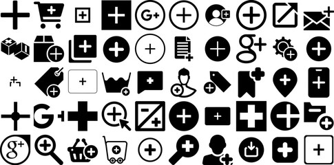 Huge Collection Of Plus Icons Pack Flat Drawing Symbols Finance, Gradient, Icon, Symbol Silhouette For Computer And Mobile