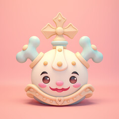 Crown and Anchor cute cartoon illustration with adorable expression isolated