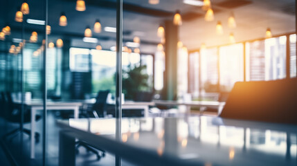 Beautiful blurred background of a light modern office interior