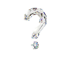 Fototapeta premium Symbols made of natural transparent diamond-like material. 3d illustration of glass alphabet isolated on white background