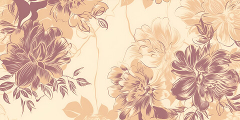 Floral pattern with decorative flowers and plants