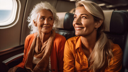 Couple traveling in airplane