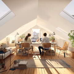 Seamless Study Solutions: Serene Student Consultation in Photorealistic Interior