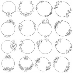 Floral wreaths, big set of floral round frames vector illustration. Perfect for invitations, greeting cards, quotes, blogs, Wedding Frames, posters and more