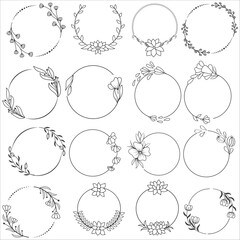 Floral wreaths, big set of floral round frames vector illustration. Perfect for invitations, greeting cards, quotes, blogs, Wedding Frames, posters and more
