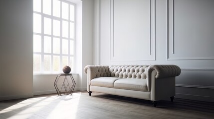 leather sofa in white clean interior mockup room daylight house ideas concept,image ai generate