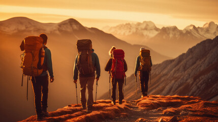 Obraz premium group of friends hiking 