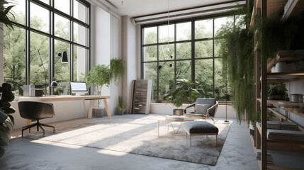 home studio workshop with modern loft design and skylight roof top multi purpose function home design concept, image ai generate