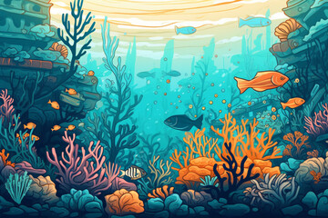 Fototapeta na wymiar under the sea background for conference