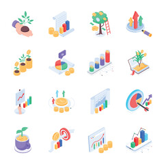Set of Investment Isometric Icons 

