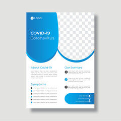 Blue color medical flyer design vector template.