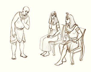 Fototapeta na wymiar Pharaoh on the throne. Pencil drawing