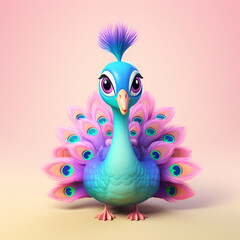 peacock cartoon illustration isolated