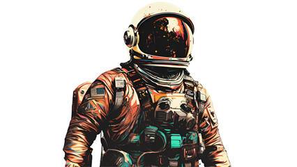 pop art astronaut on white transparent background, retro style, punk art