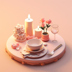 Obraz na płótnie Canvas Romantic dinner cartoon illustration isolated