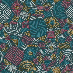 Fototapeta Hand drawn abstract seamless pattern, ethnic background, simple style - great for textiles, banners, wallpapers, wrapping - vector design obraz