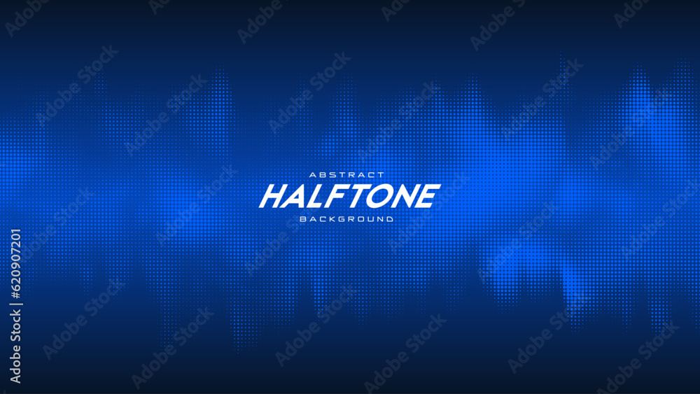 Poster abstract vector torn blue halftone sound wave. scrathed dotted texture element.