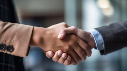 close up hand of businessman handshake