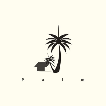 Palm logo design with combination house for unique idea