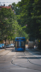 Trolley car in the city of Krakow