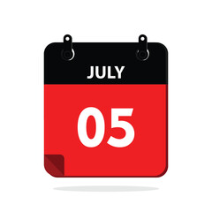 calender icon, 05 july icon with white background