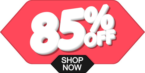 Sale 85% off, discount bubble banner on transparent background. PNG illustration
