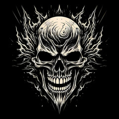skull tattoo design dark art illustration isolated on black background