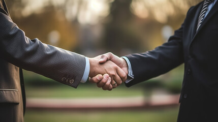 Two confident business man shaking hands