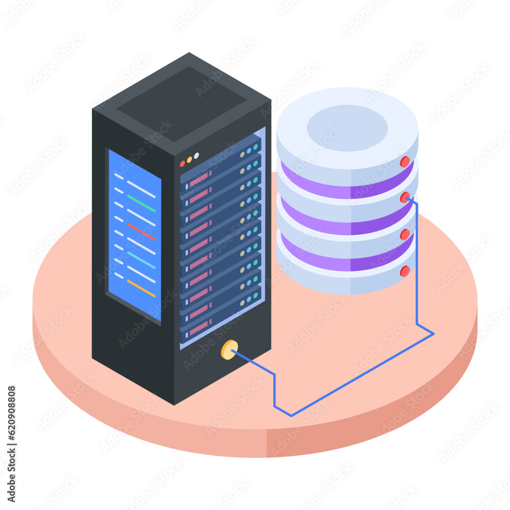 Wall mural set of database management isometric icons