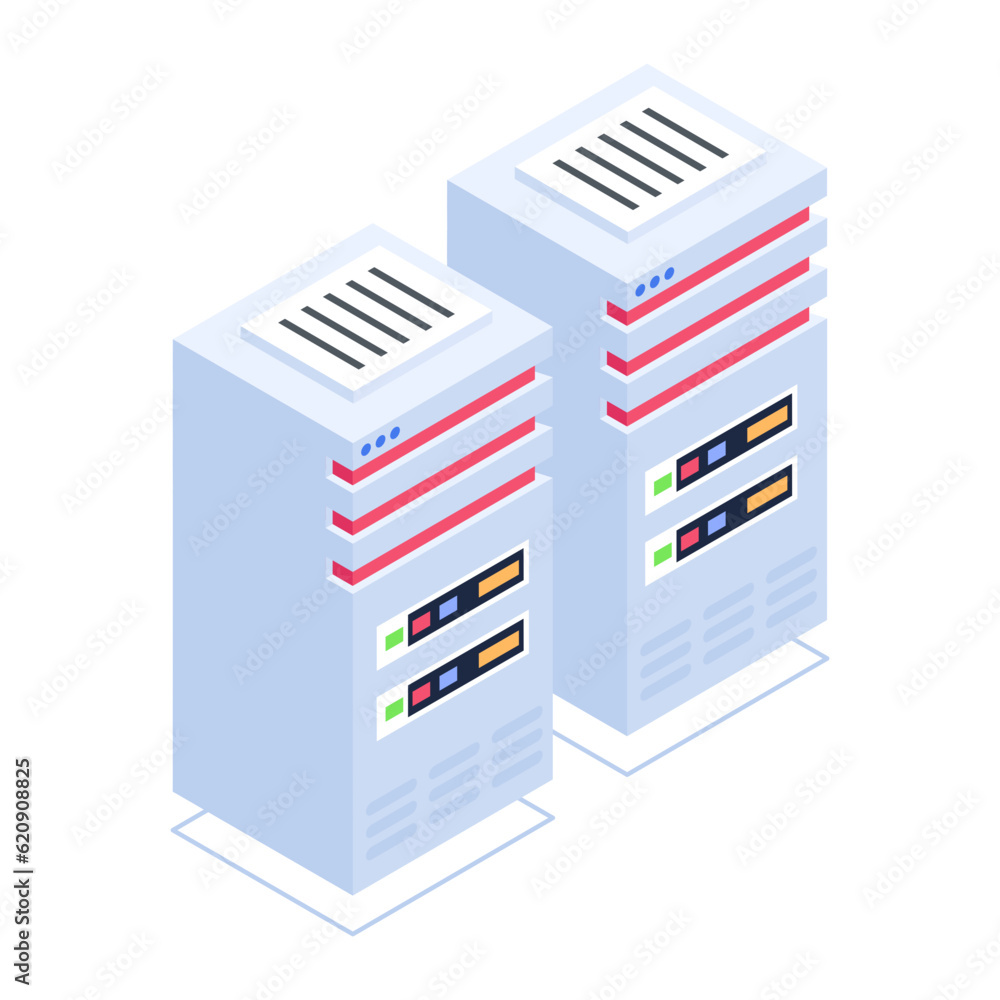 Wall mural set of database management isometric icons