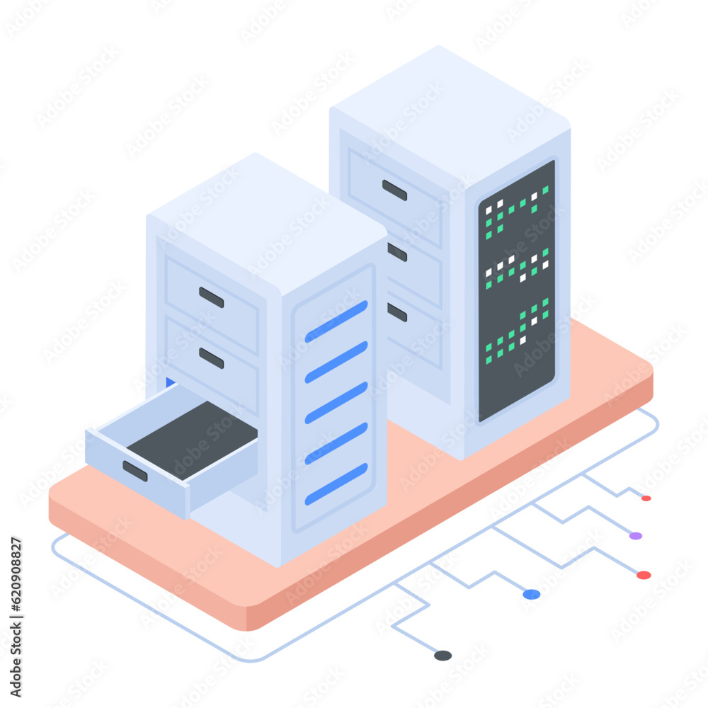 Wall mural set of database management isometric icons