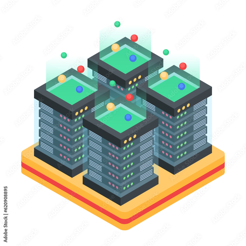 Canvas Prints set of database management isometric icons