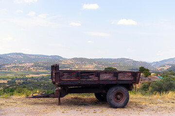 Tractor trailer abandoned by the roadside.