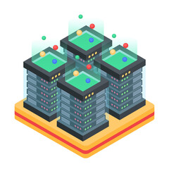 Set of Database Management Isometric Icons 

