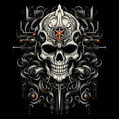 skull tattoo design dark art illustration isolated on black background