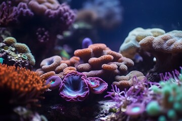 Beautiful coral reef, macro, closeup, Generative AI