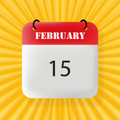 February 15 banner. Speech bubble with February 15 text. Business concept. 3d illustration. Pop art style. Vector line icon for Business