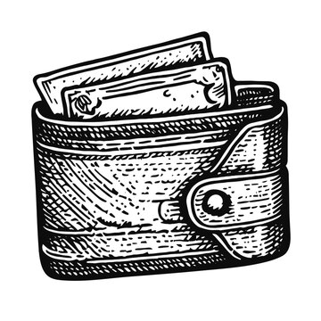 money in a wallet sketch